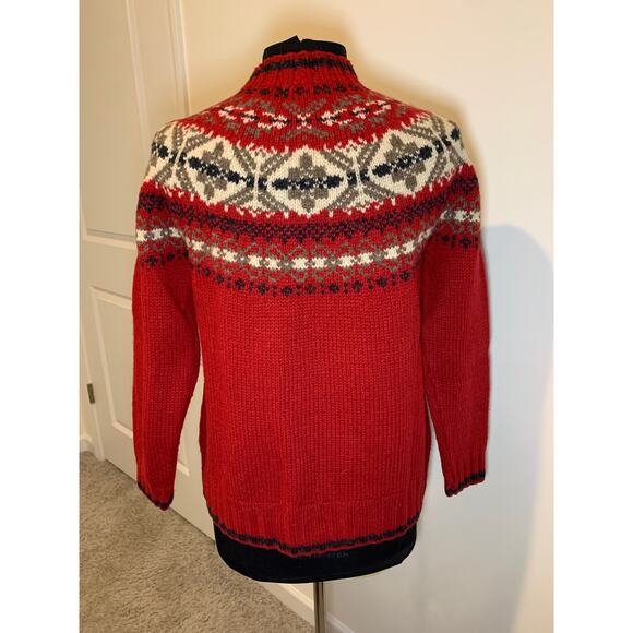 Eddie Bauer LEGEND red Fair Isle women's sweater in 100% wool Size Small heavy - Picture 4 of 10